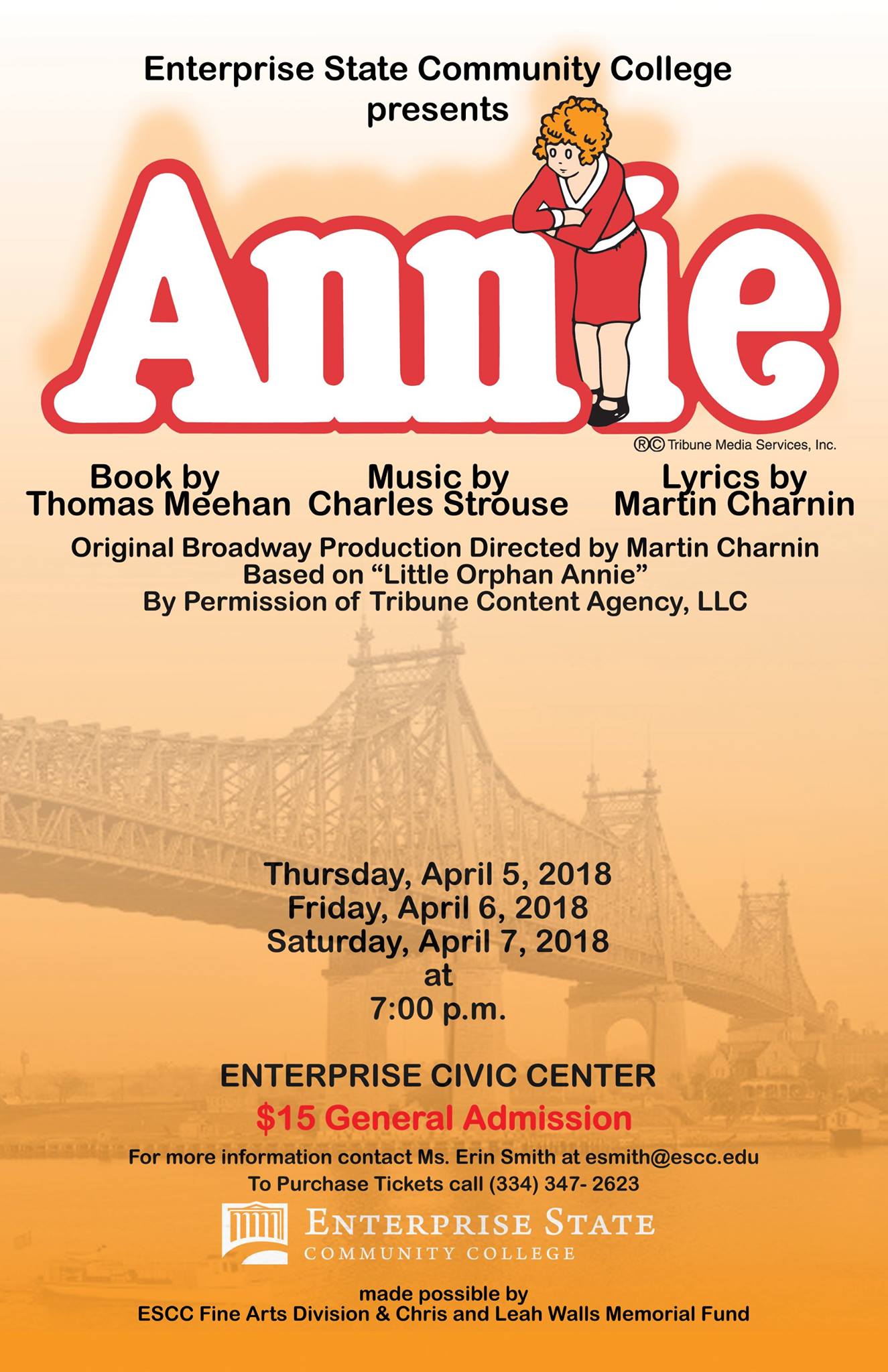 ESCC Fine Arts Division will bring the entertaining and lovable musical, Annie, to life in April